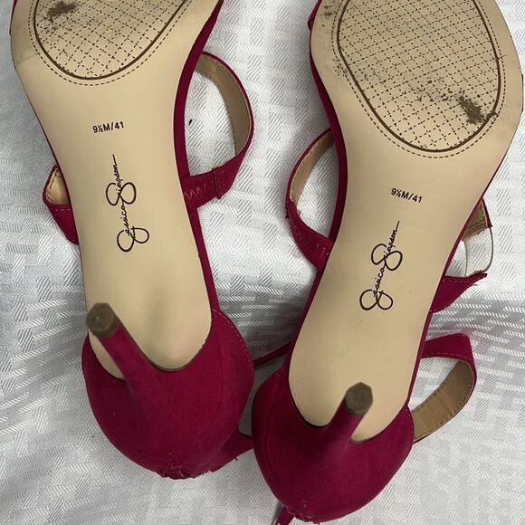🌸 Jessica Simpson Fuchsia Sandal Pumps Size 9.5 - Picture 8 of 8
